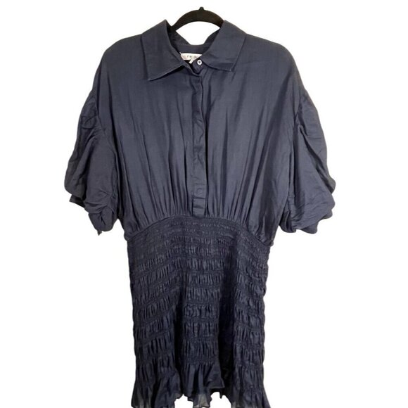 Frame Chic Luxury Mini Dress 16 Blue Neutral Modern Sexy Preppy Old Money Edgy - Picture 5 of 16